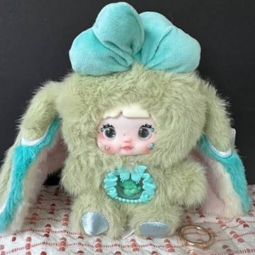 Cute Plush Doll with Bow and Ears